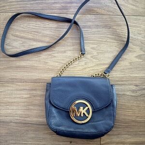 Michael Kors Navy and Gold Crossbody Bag